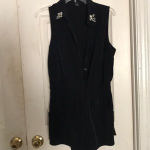 Black romper with jewel accents